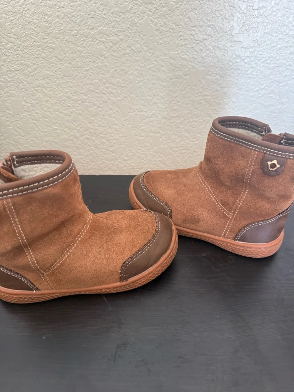 Livie & Luca Tan/Brown Suede Kids Pull-On Ankle Boots